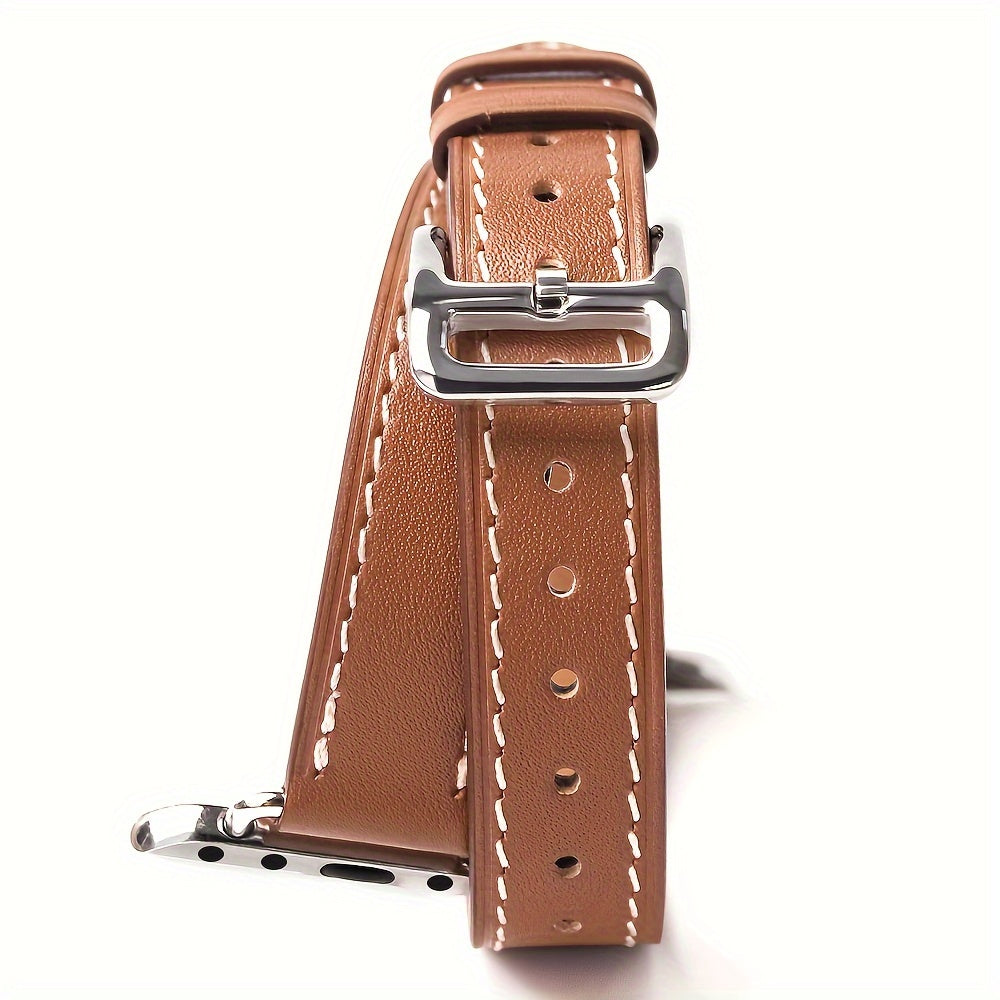 Double Tour Artificial Leather Watch Strap For Apple Watch