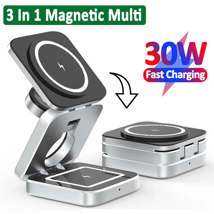 3 In 1 Magnetic Wireless Charger Stand Pad