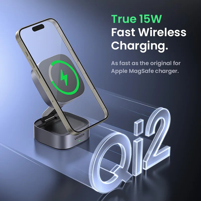 UGREEN Qi2 25W Magnetic Wireless Charger Stand 2-in-1