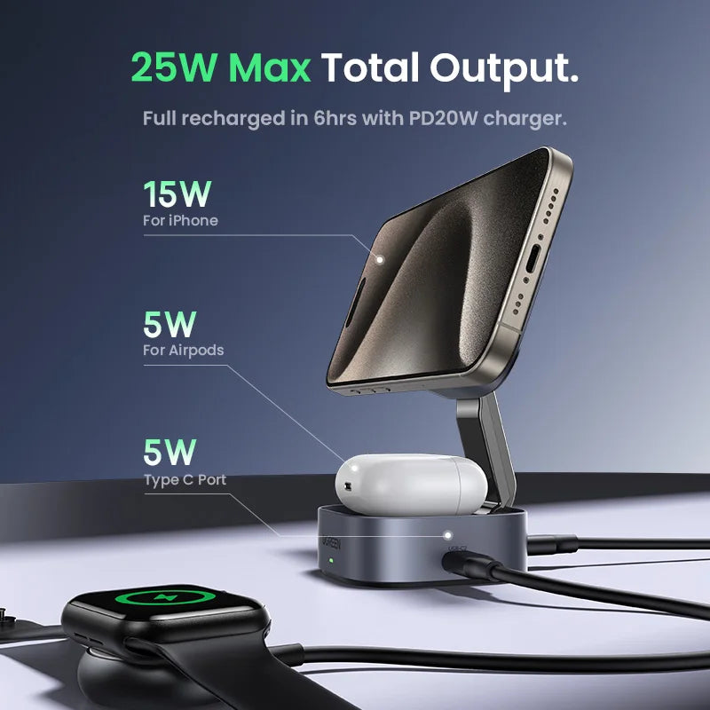 UGREEN Qi2 25W Magnetic Wireless Charger Stand 2-in-1