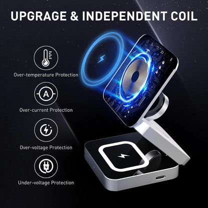 3 In 1 Magnetic Wireless Charger Stand Pad