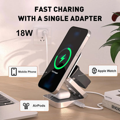 3 In 1 Magnetic Wireless Charger Stand Pad