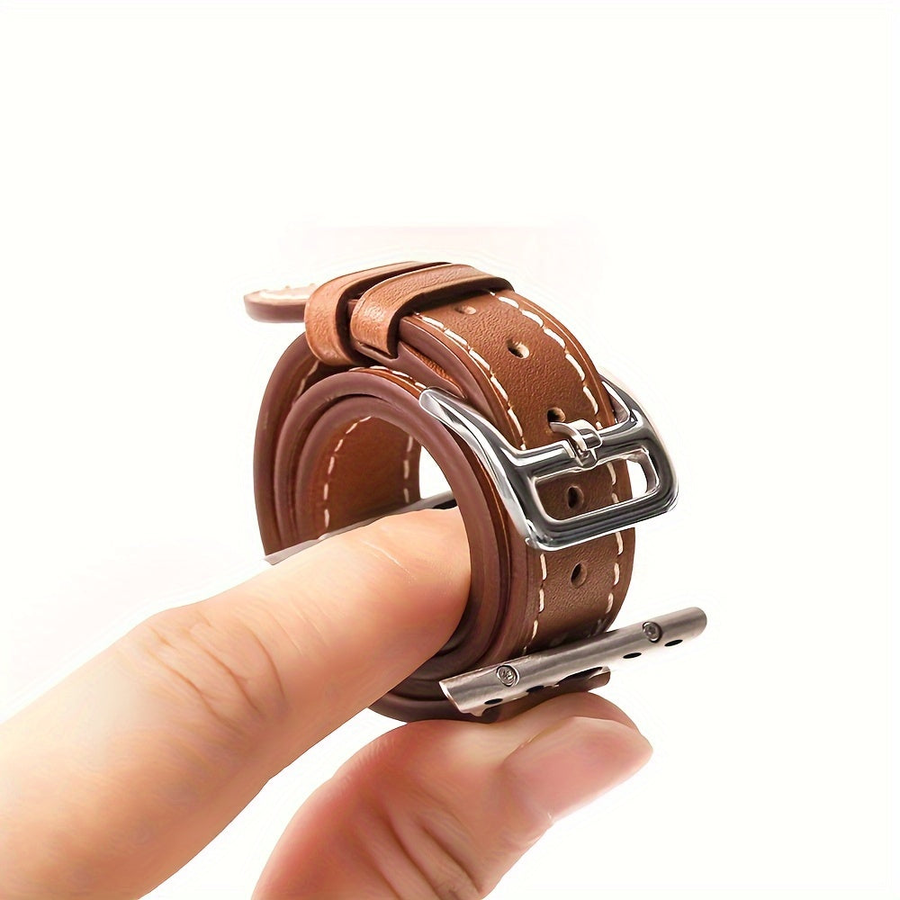 Double Tour Artificial Leather Watch Strap For Apple Watch